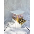 Ballagási fiókos fehér virágbox fehér-rózsaszín virágokkal Ballagási fiókos fehér virágbox fehér-rózsaszín virágokkal