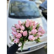 Élethű bimbós tulipán csokor - rózsaszín (7 szálas, csúcsosfejű)
