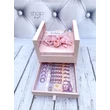 Fiókos virágbox, rózsaszín színű díszdobozban 