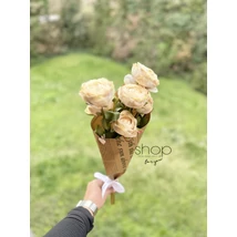 Élethű boglárka csokor - 3 szál, vintage krém színben, díszcsomagolásban