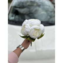 Élethű peonia csokor - fehér, 6 szálas