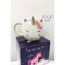 Unikornis kerámia bögre szarvval - fehér