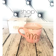 Mrs márvány porcelán bögre, rózsaszín