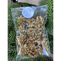 Kicsi toboz termés arany színű 12 db/csomag, díszcsomagolásban 