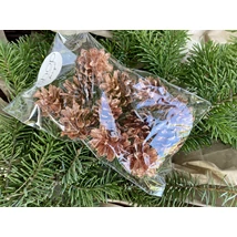 Kicsi toboz termés rosegold színű 12 db/csomag, díszcsomagolásban 