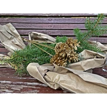 Toboz dekoráció szárral, betűzhető, arany színű 5 db/csomag