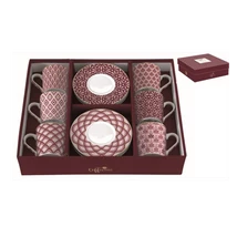 Coffee Mania - Damask porcelán espresso csésze+alj 6 személyes, 100 ml, díszdobozban