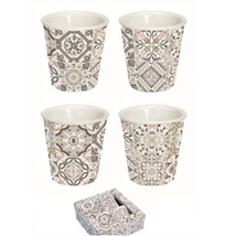 Casa Decor Grey - porcelán 4 db-os pohár szett, díszdobozban