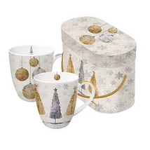 Holiday Trees & Ornament 2 darabos bögre szett, díszdobozban